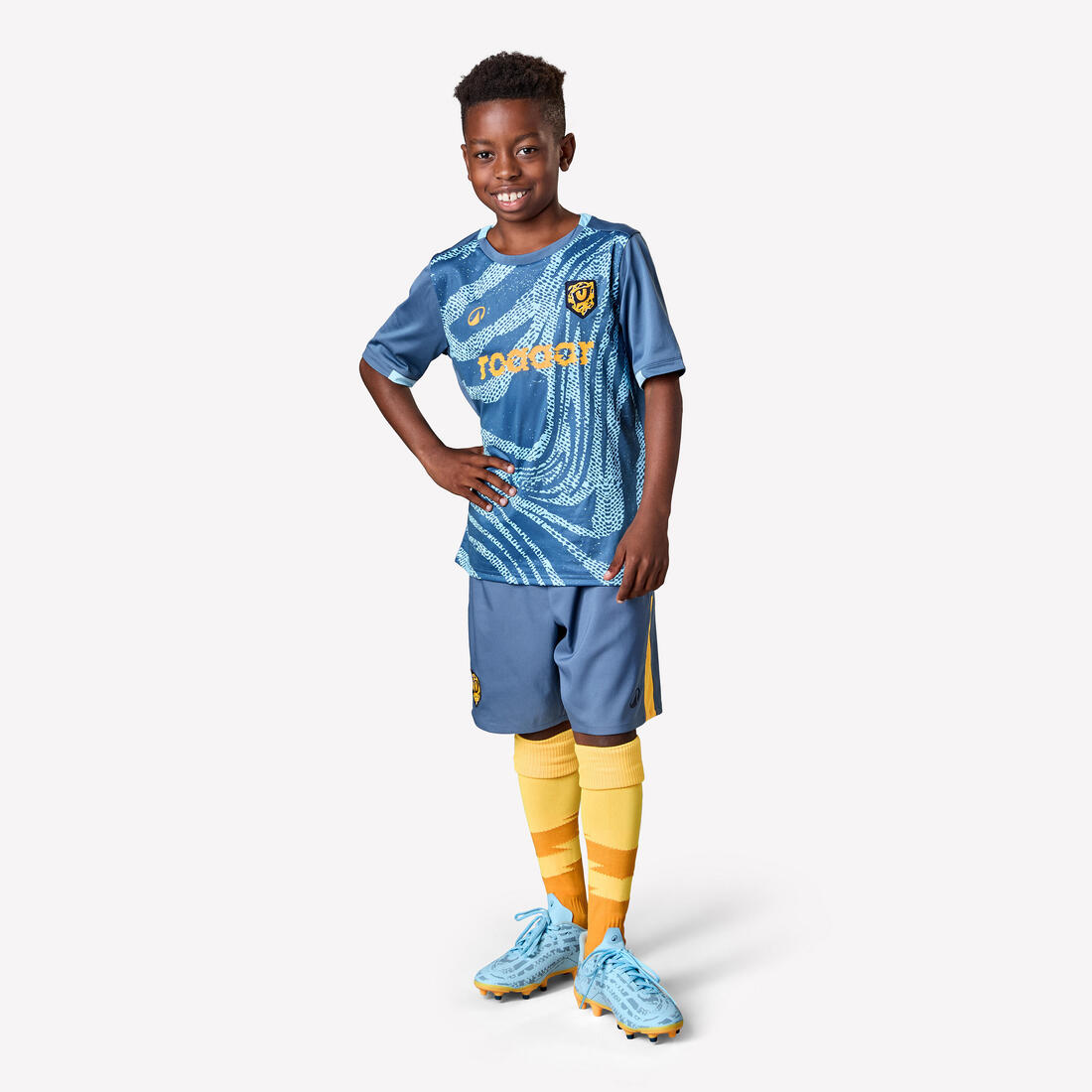 SHORT DE FOOTBALL ENFANT VIRALTO KIDS GRIS BANDE