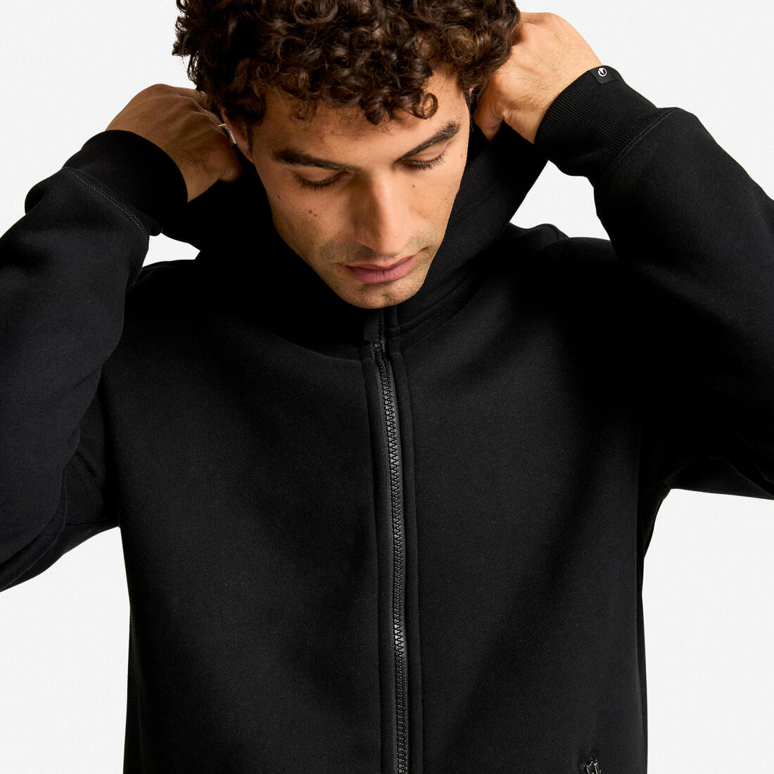 Sweat zippé avec capuche fitness homme,  vert foncé
