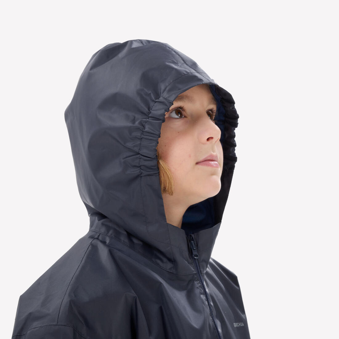 Veste imperméable de randonnée demi-zip enfant 7-15 ans, MH100 noire