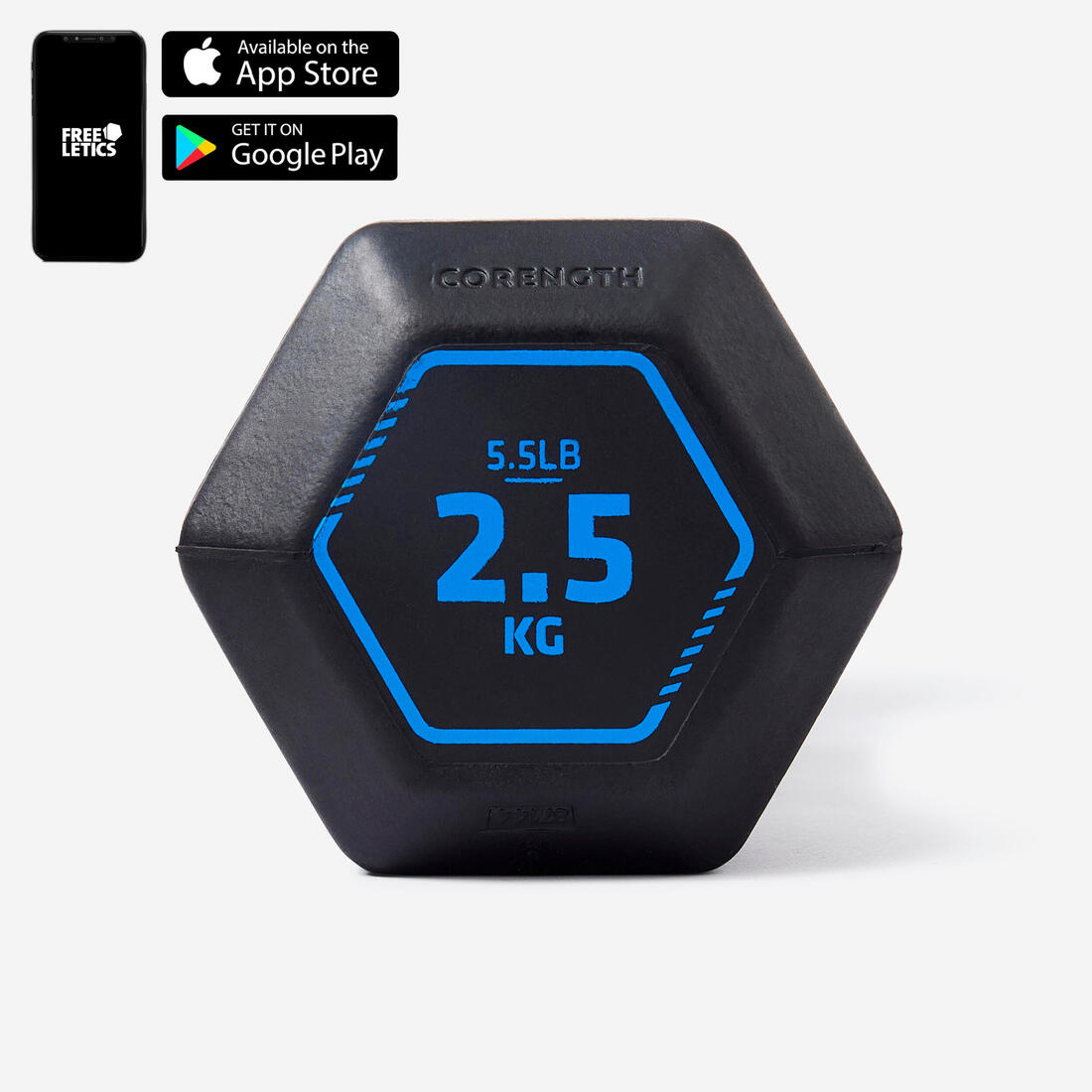 Haltère de cross training et musculation 2,5 kg - dumbbell hexagonale noire