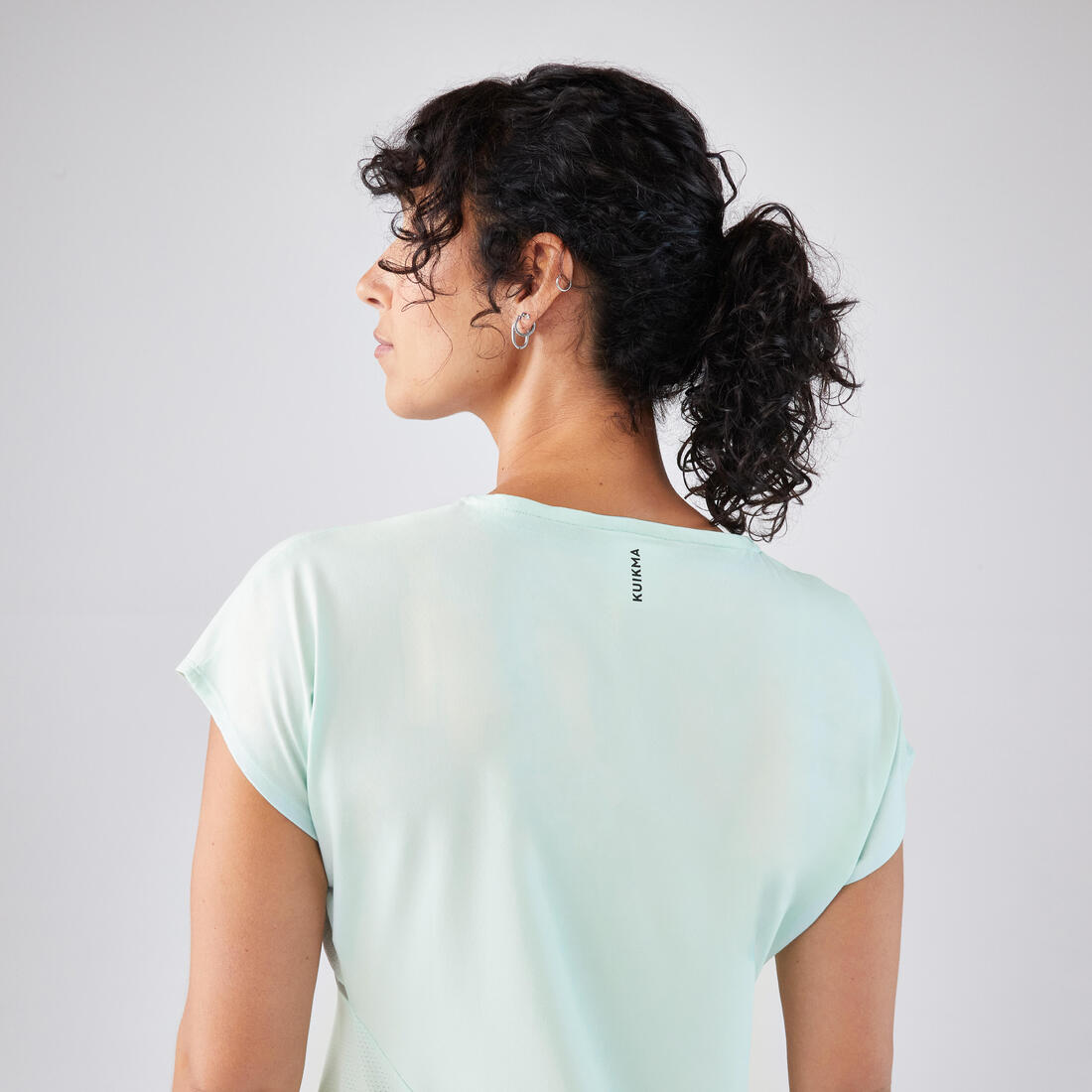 T-Shirt tennis col rond dry soft femme - Dry 500 blanc cassé