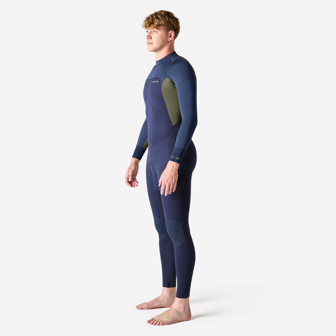 Combinaison SURF 500 Néoprène 3/2 mm homme Bleue kaki