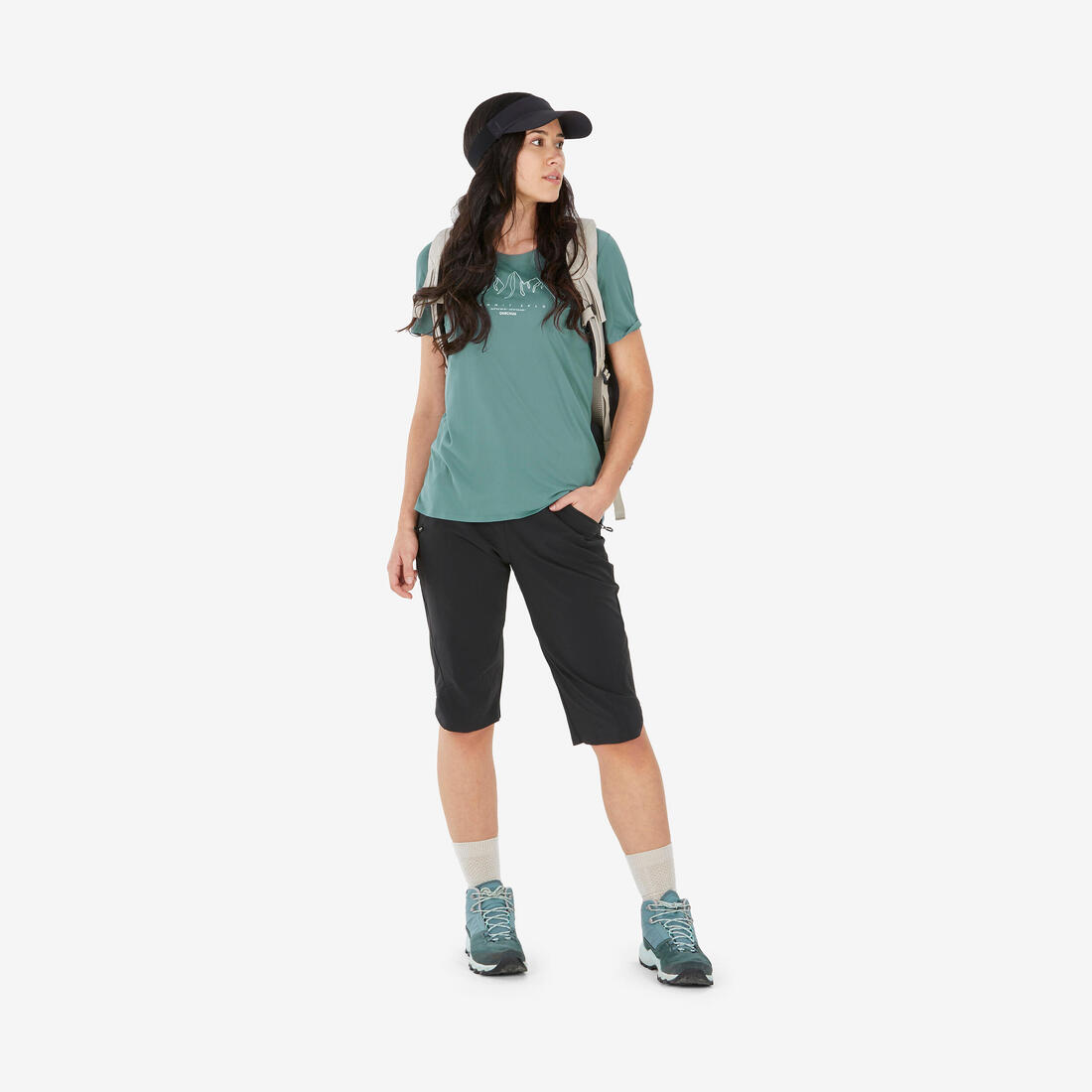 T-shirt de randonnée manches courtes femme, MH500