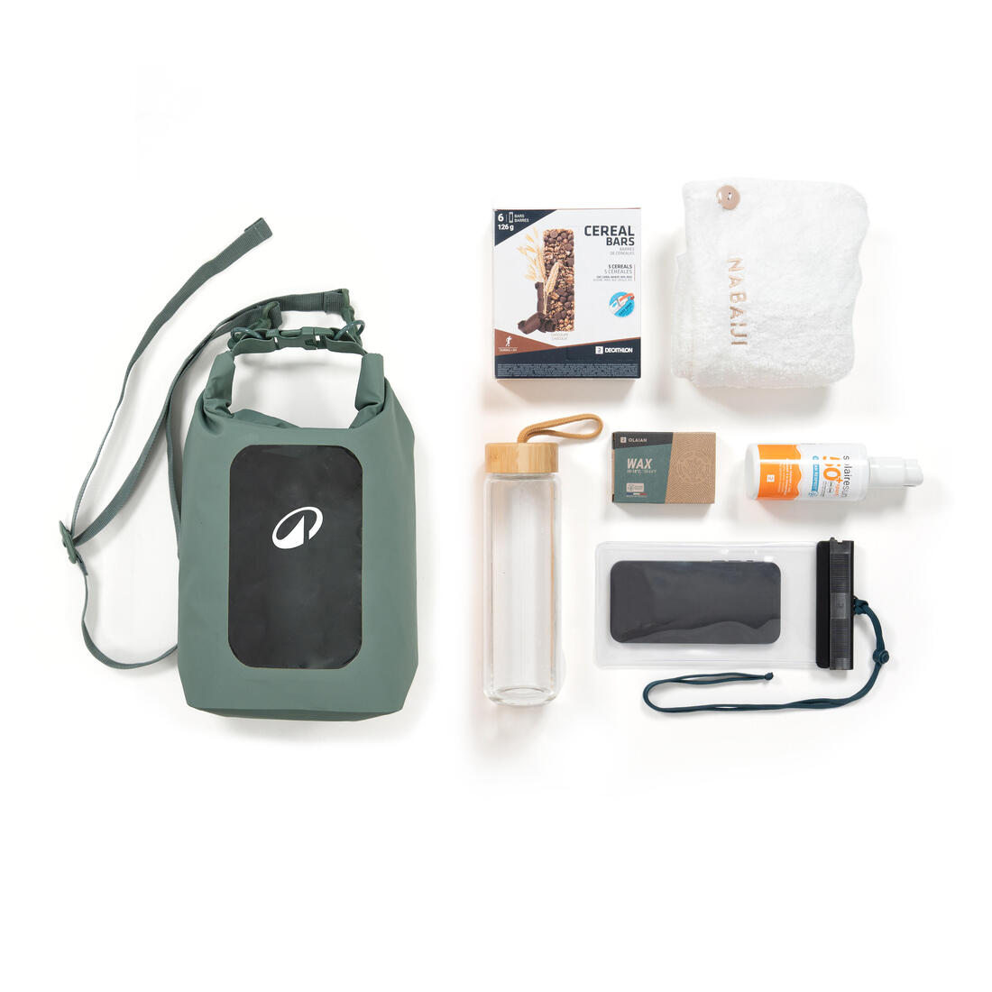 Sac tube étanche (IPX6) robuste avec fenêtre sport d'eau, 5L vert