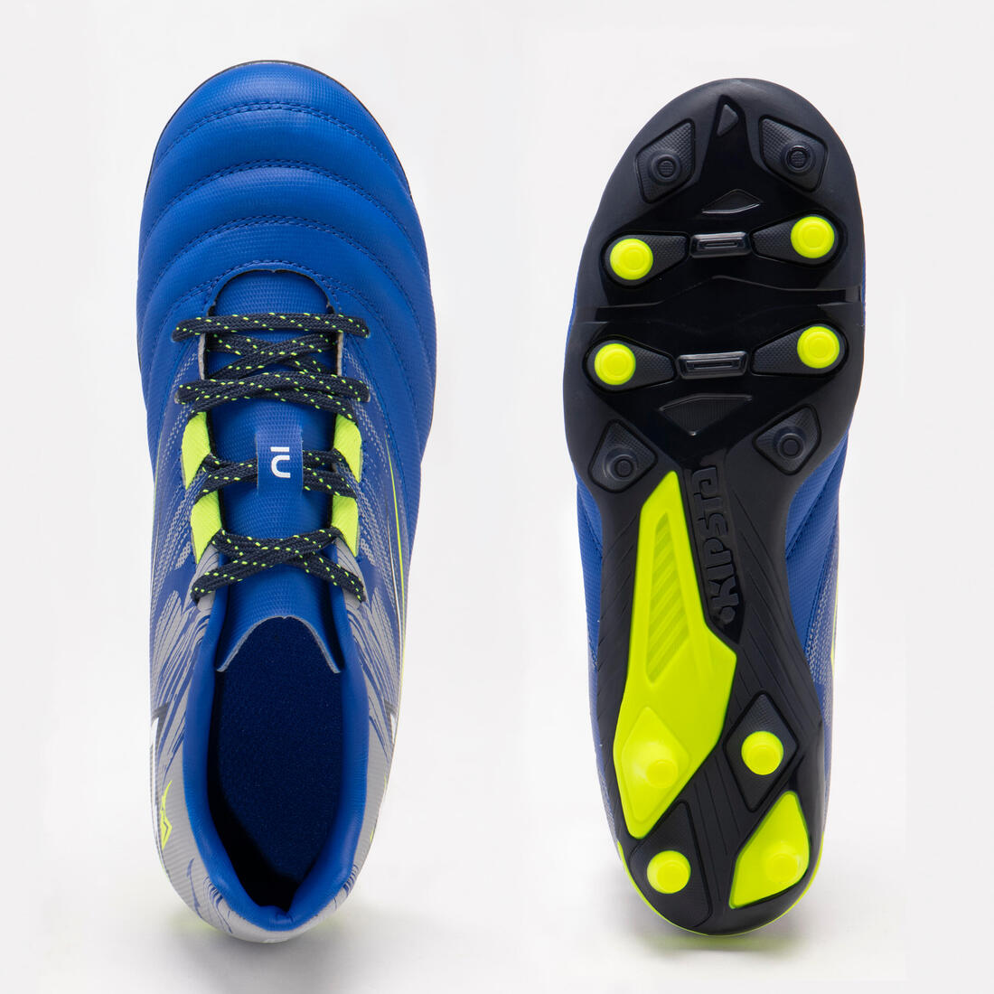 CHAUSSURES DE RUGBY MOULÉES TERRAIN SEC R500 ENFANT bleu indigo