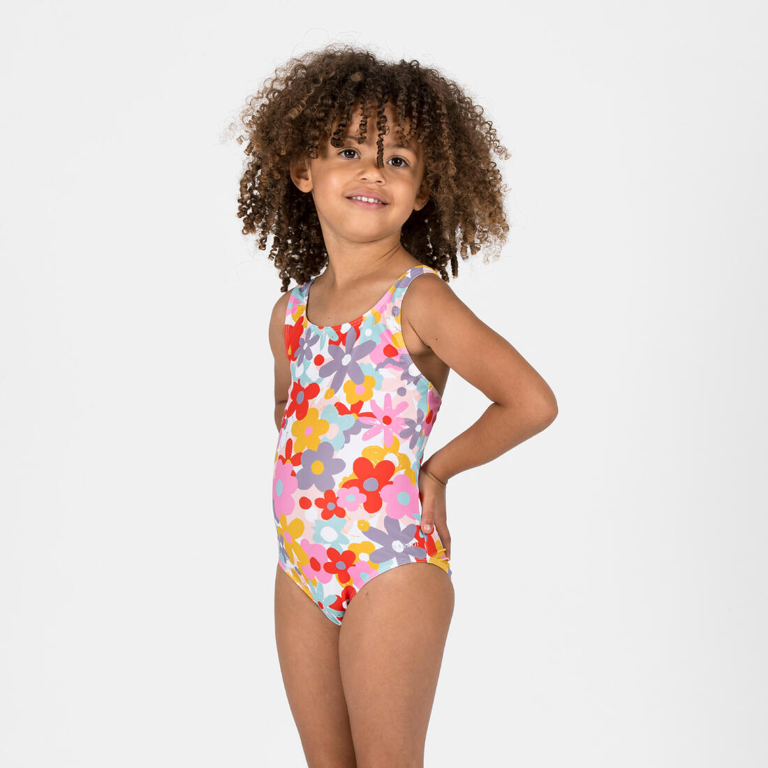 Maillot de bain 1 pièce bébé fille rose imprimé fleurs