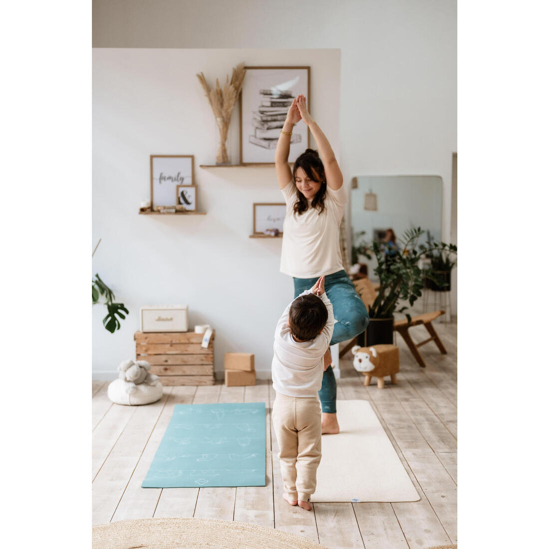 Tee-shirt grossesse yoga allaitement manche courte beige