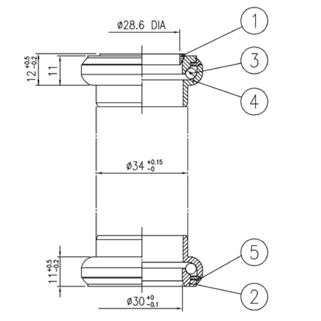 JEU DE DIRECTION 1"1/8 CUVETTE EXTERNE  AHEAD EC34/28.6 EC34/30 NOIR