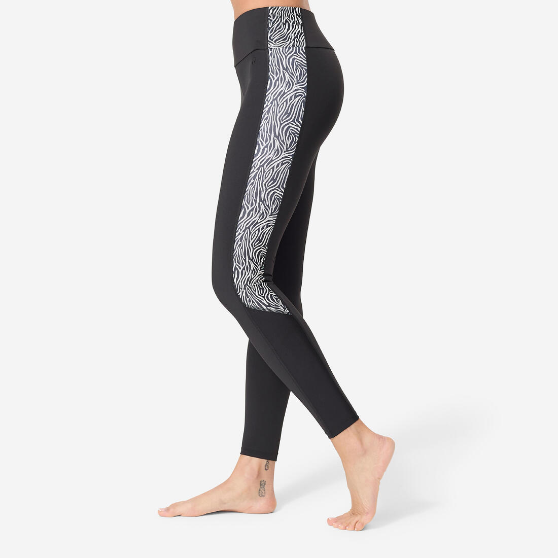 BAS DE MAILLOT DE BAIN LEGGING AQUAGYM-AQUABIKE FEMME NOIR IMPRIME