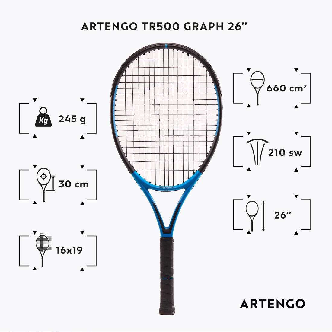 Raquette de tennis enfant Easy Graph 26" bleue