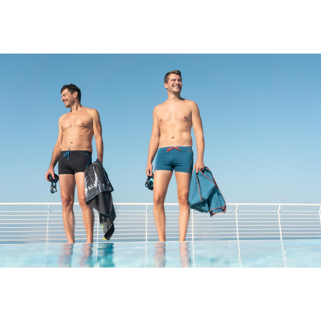 Boxer de bain natation homme - boxer 100 plus - noir bleu