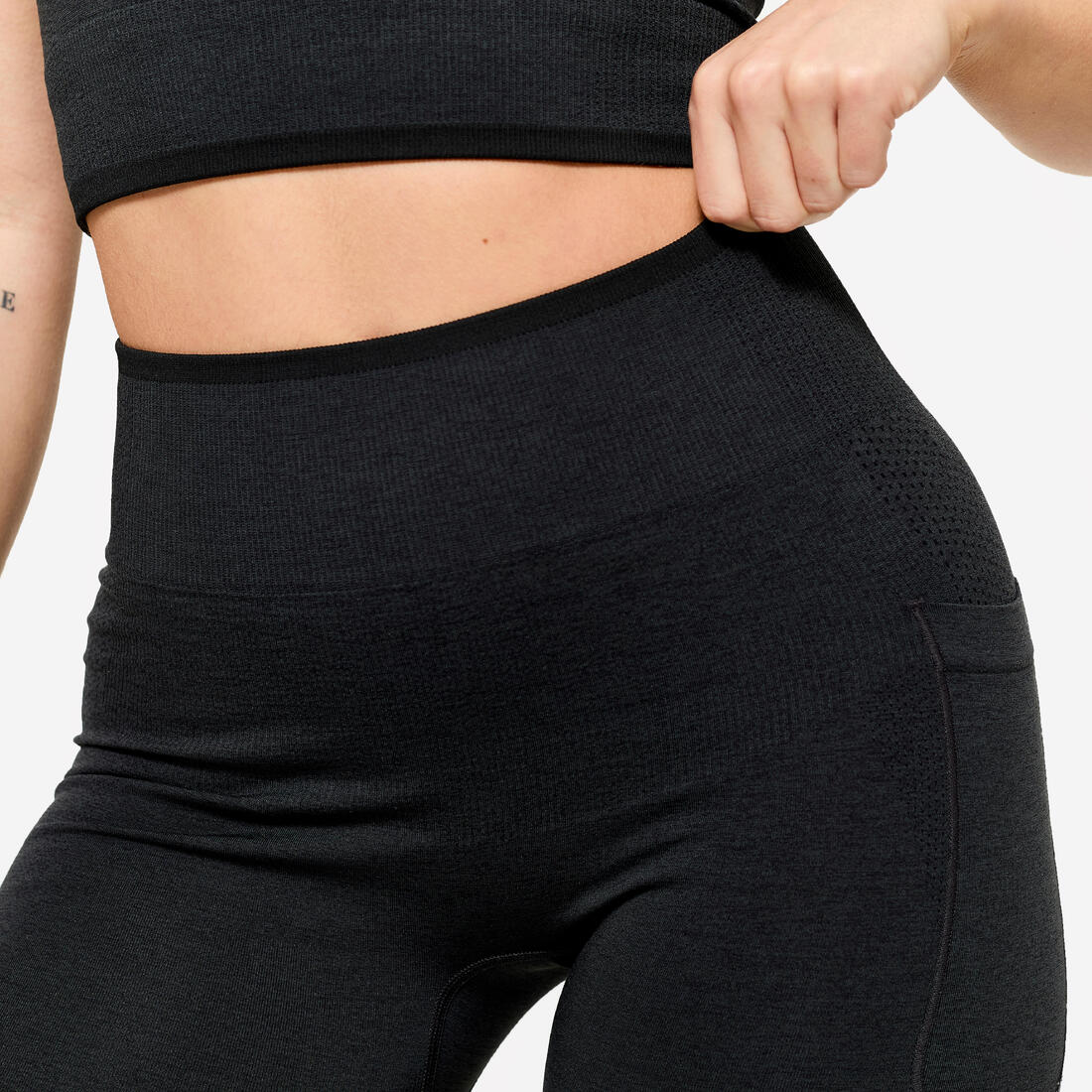 Legging de musculation sans couture femme, gris et