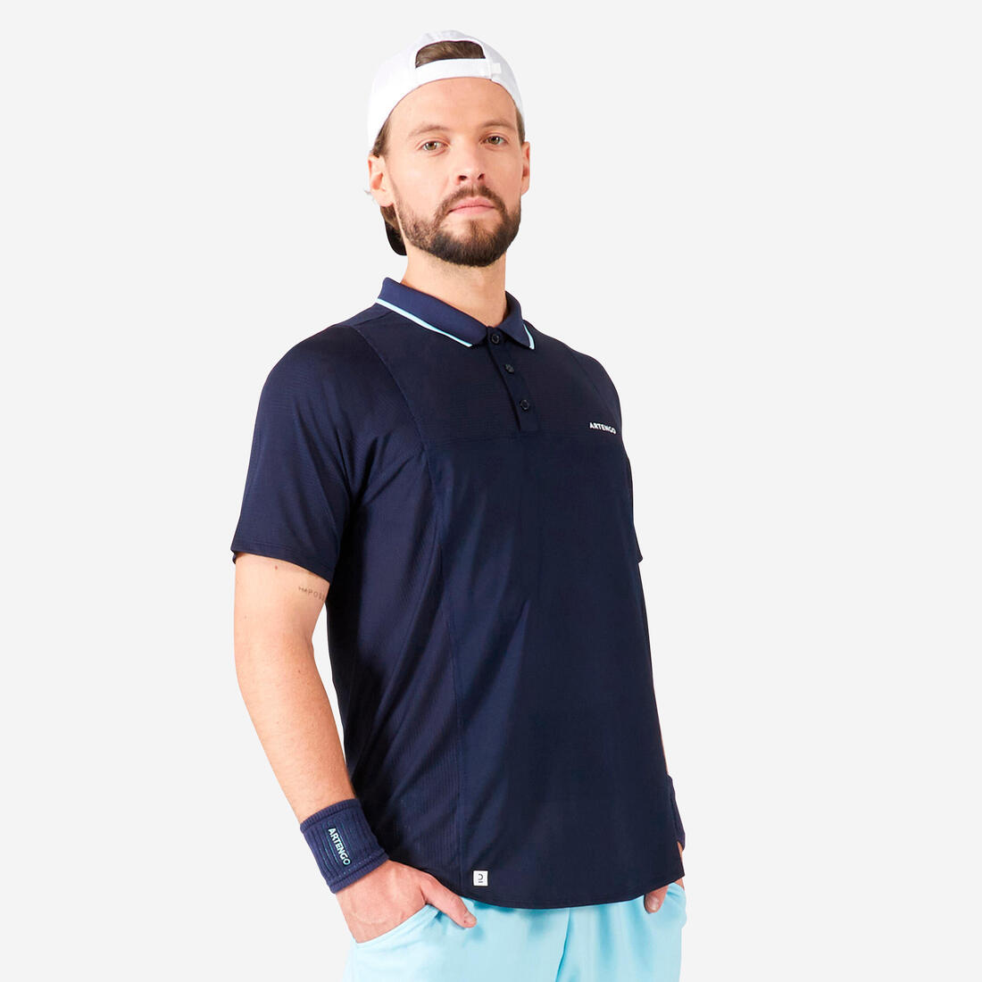 Polo tennis manches courtes Homme - Artengo DRY Marine