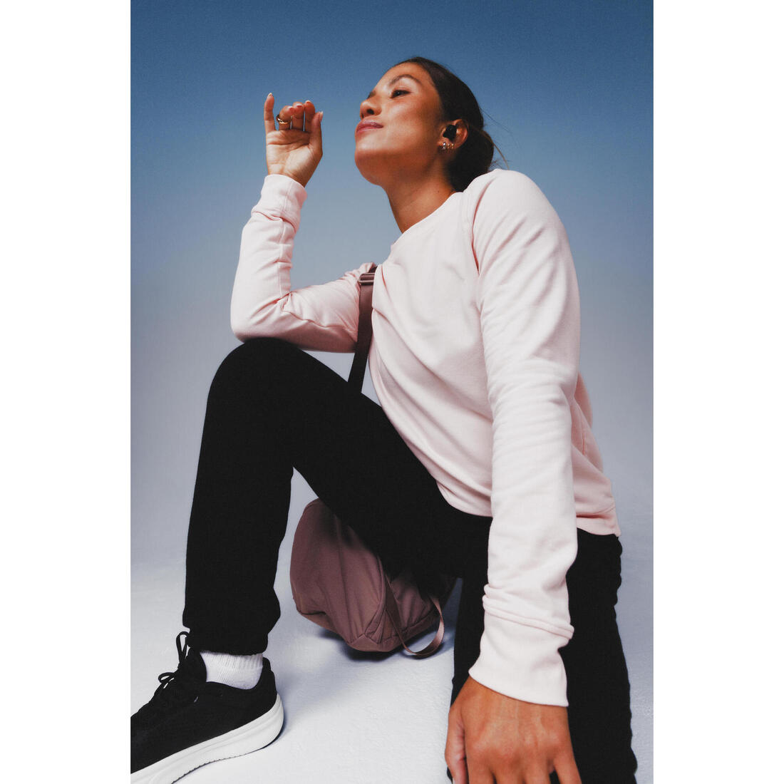 Pantalon de jogging droit chaud et doux femme, noir