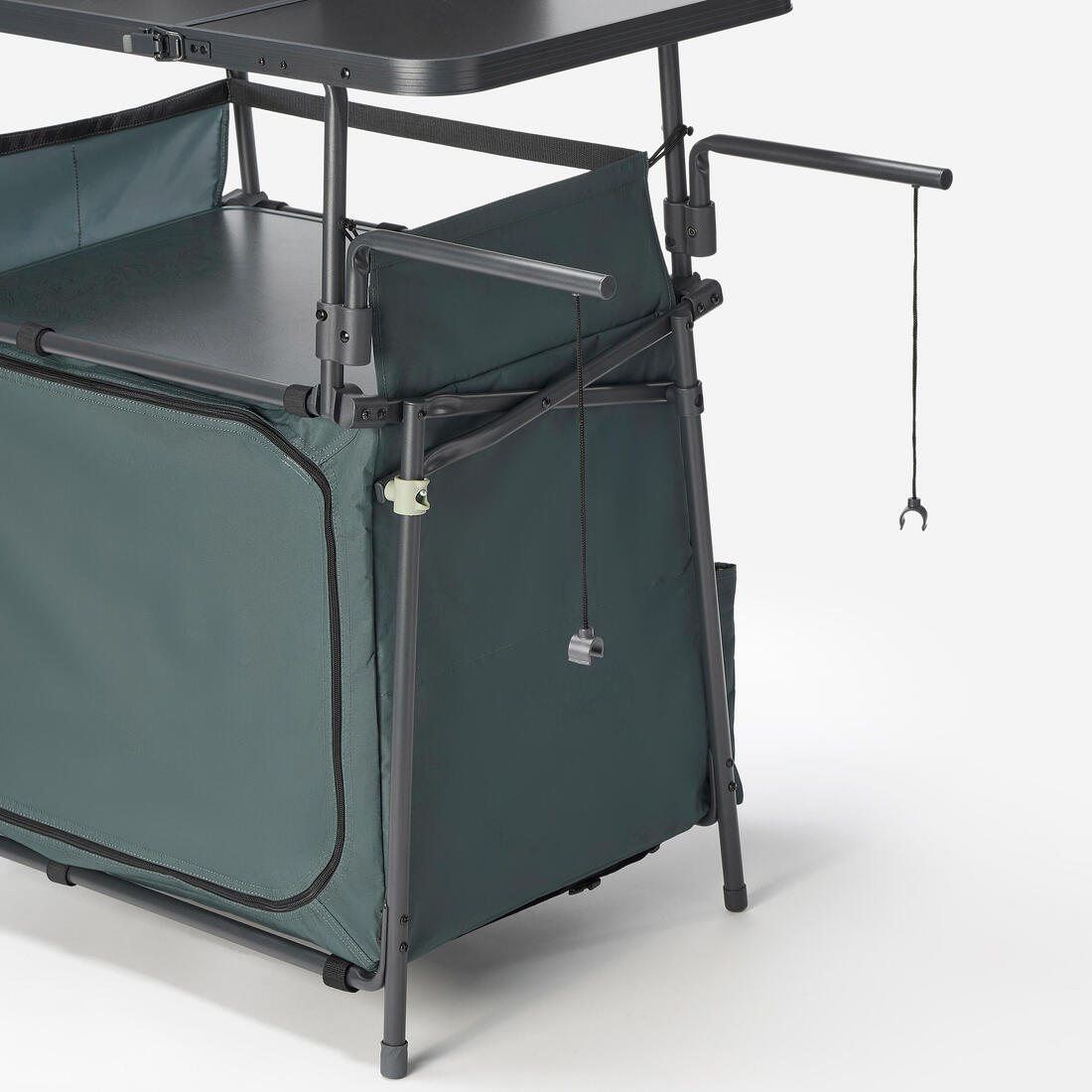 Meuble cuisine de camping L, pliable et avec pare-vent