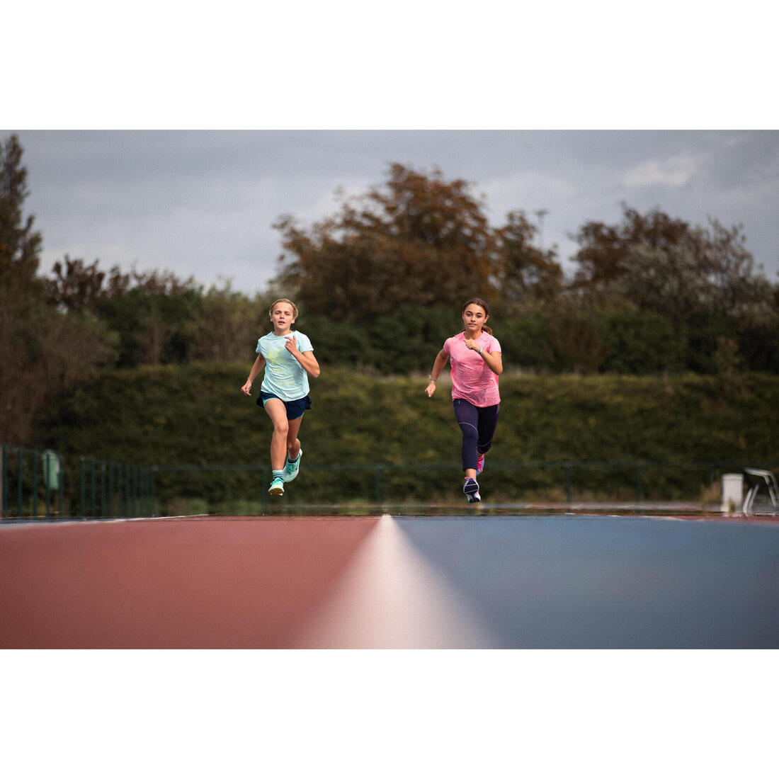 Corsaire de running fille - kiprun confort 500 marine et rose