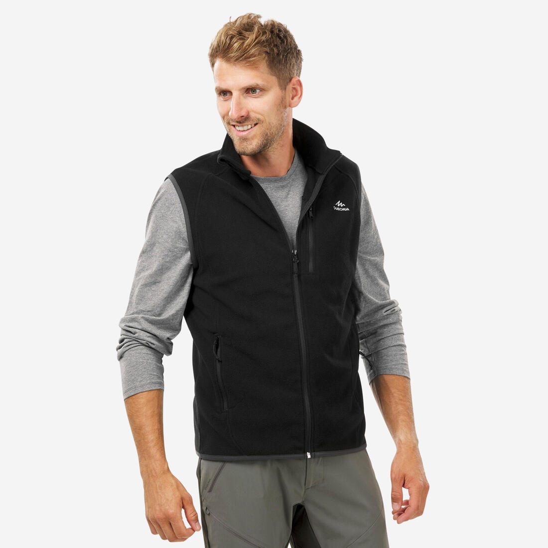 Gilet polaire de randonnée montagne homme, MH100 noir