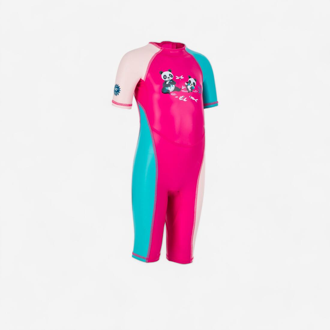 Combinaison anti UV bébé kloupi rose imprimé ARC EN CIEL