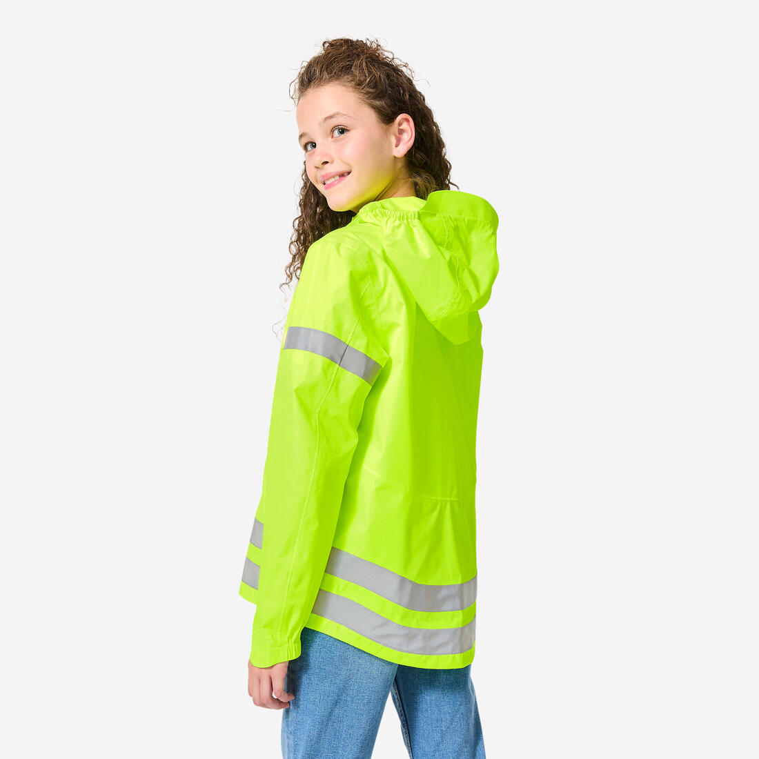 VESTE VÉLO 500 ENFANT PLUIE JAUNE HAUTE VISIBILITÉ