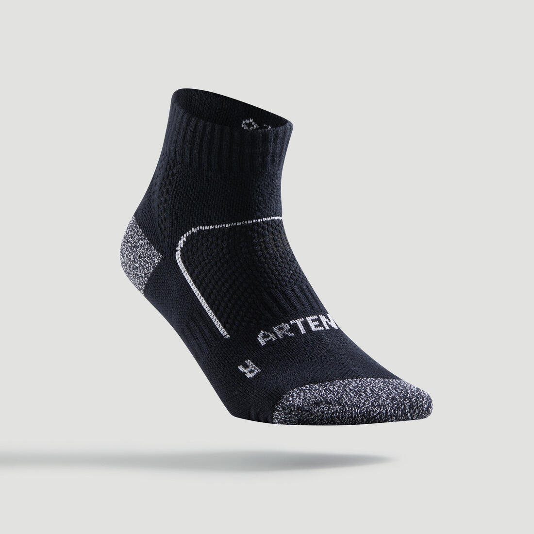 CHAUSSETTES DE SPORT MI-HAUTES ARTENGO RS 900 NOIR  BLANC LOT DE 3