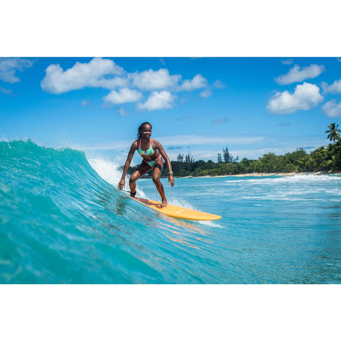 HAUT DE MAILLOT DE BAIN SURF FILLE BRASSIÈRE BONDI 500