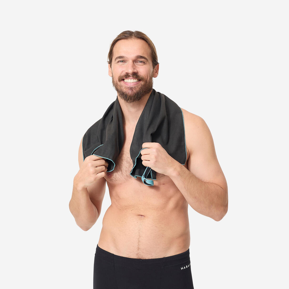 Serviette de bain microfibre gris foncé taille M 60 x 80 cm