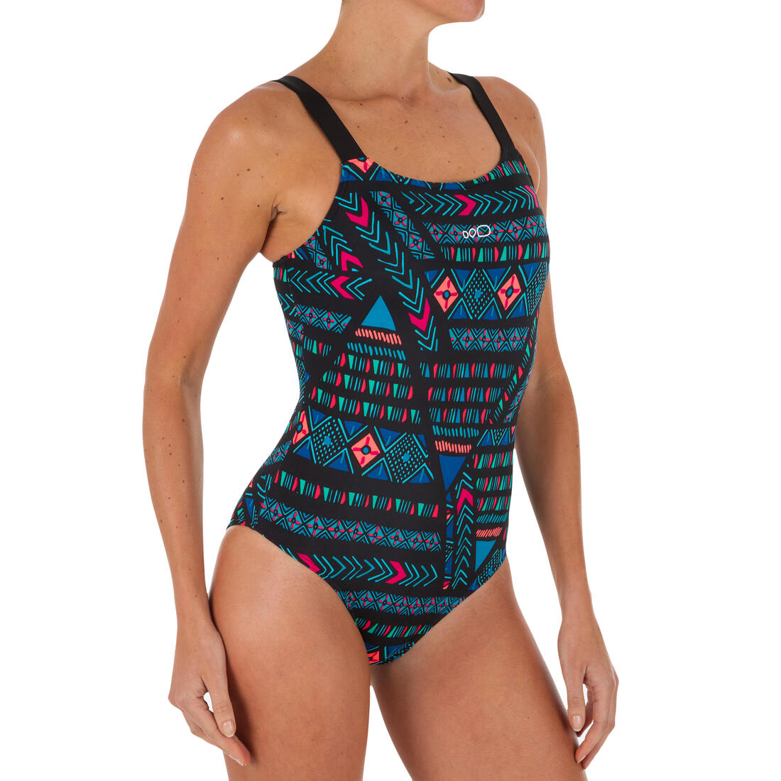 Maillot de bain de natation femme 1 pièce Taïs Ethn noir – noir