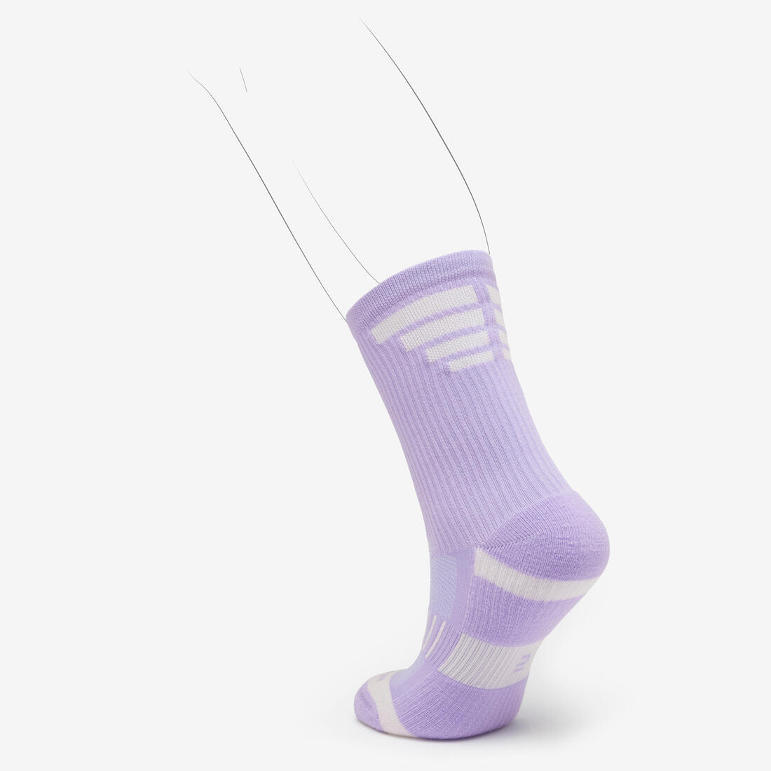 Lotx2 de chaussettes running confort enfant - kiprun 500 mid mauve et rayé