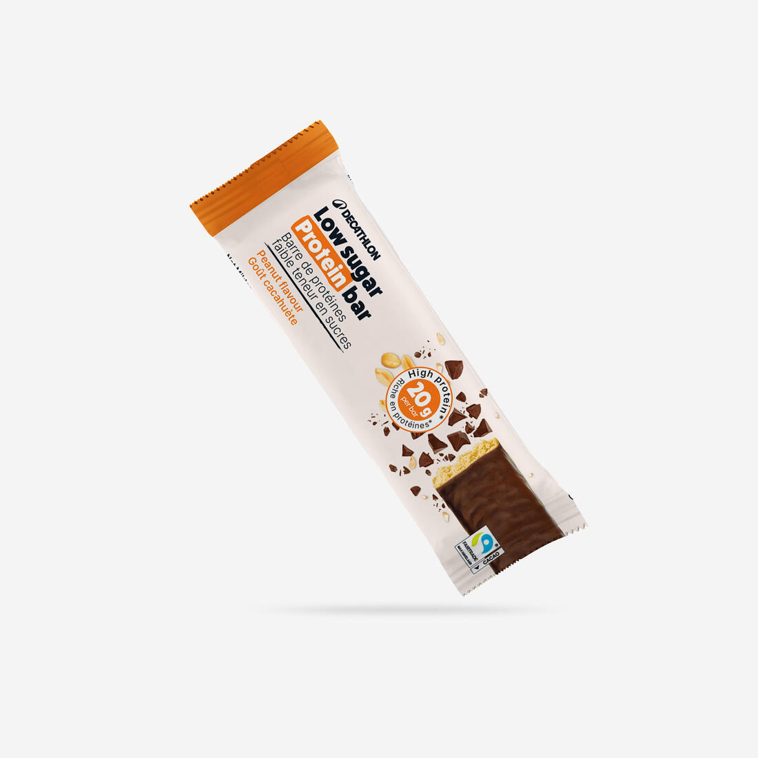 Barre protéinée faible teneur en sucres cacahuète enrobée chocolat noir x1