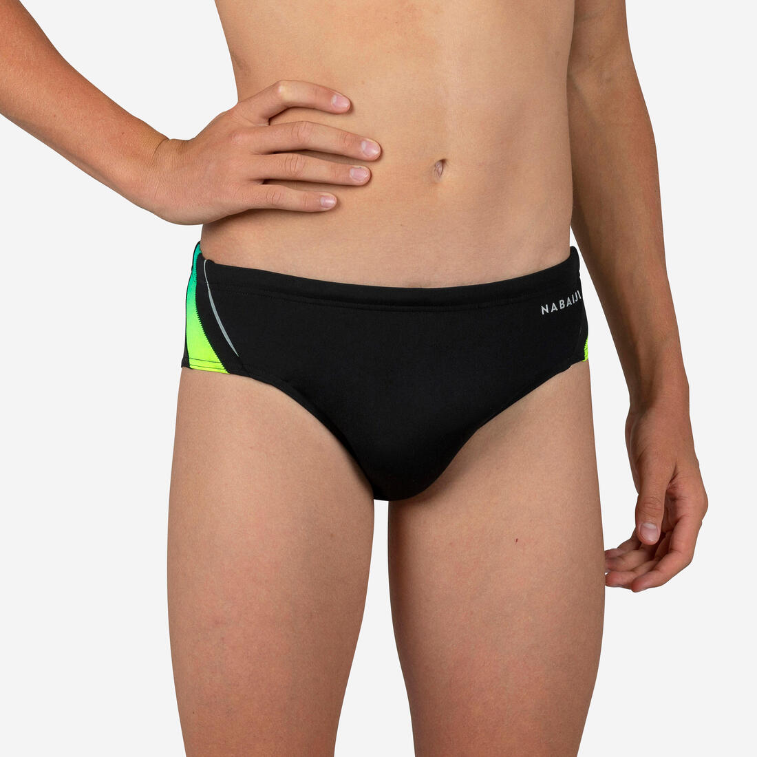 Maillot de bain slip natation garcon  900 yoke grad vert – bleu indigo