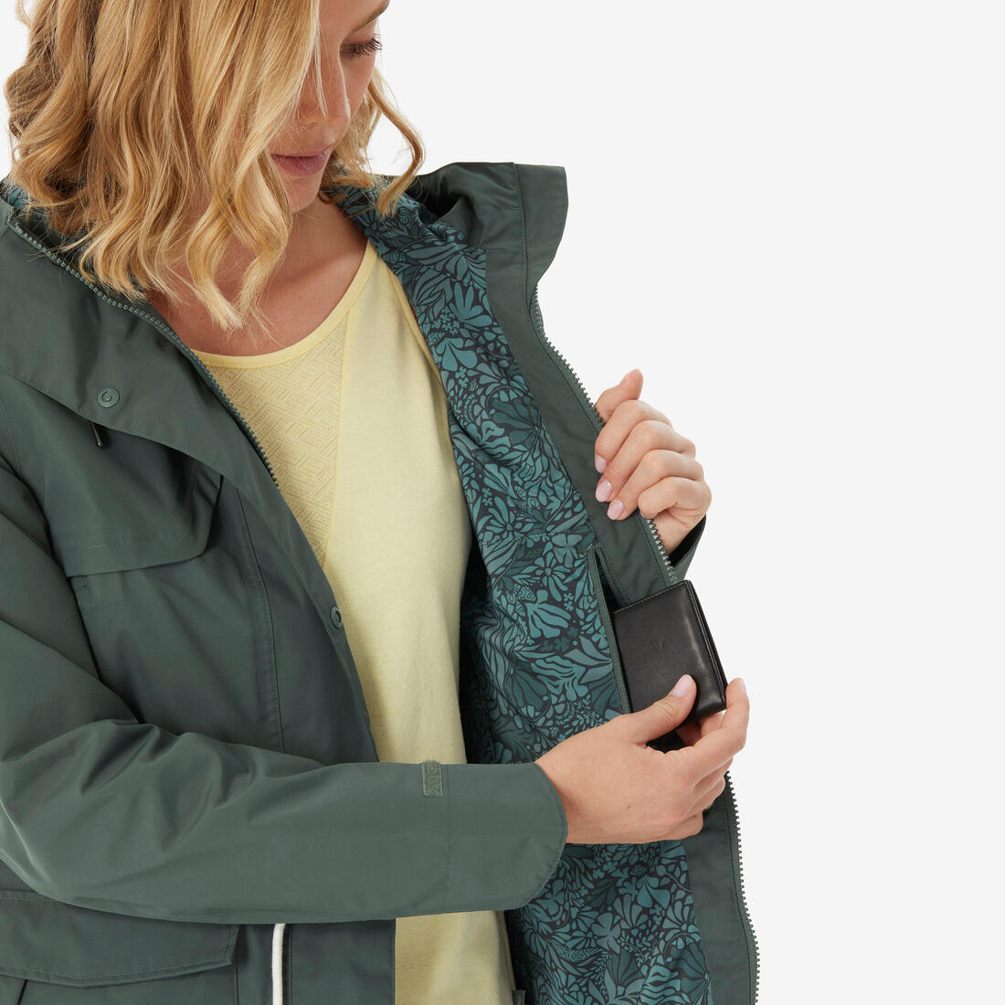 Parka de randonnée imperméable femme, NH500 vert