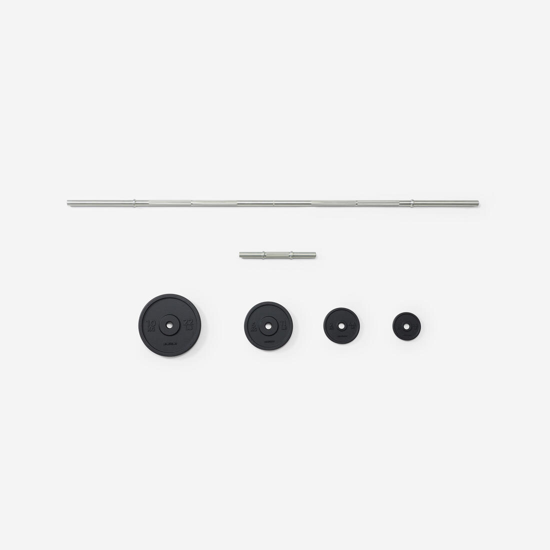 Kit 93 kg haltères et barres musculation avec disque de fonte en partie recyclée