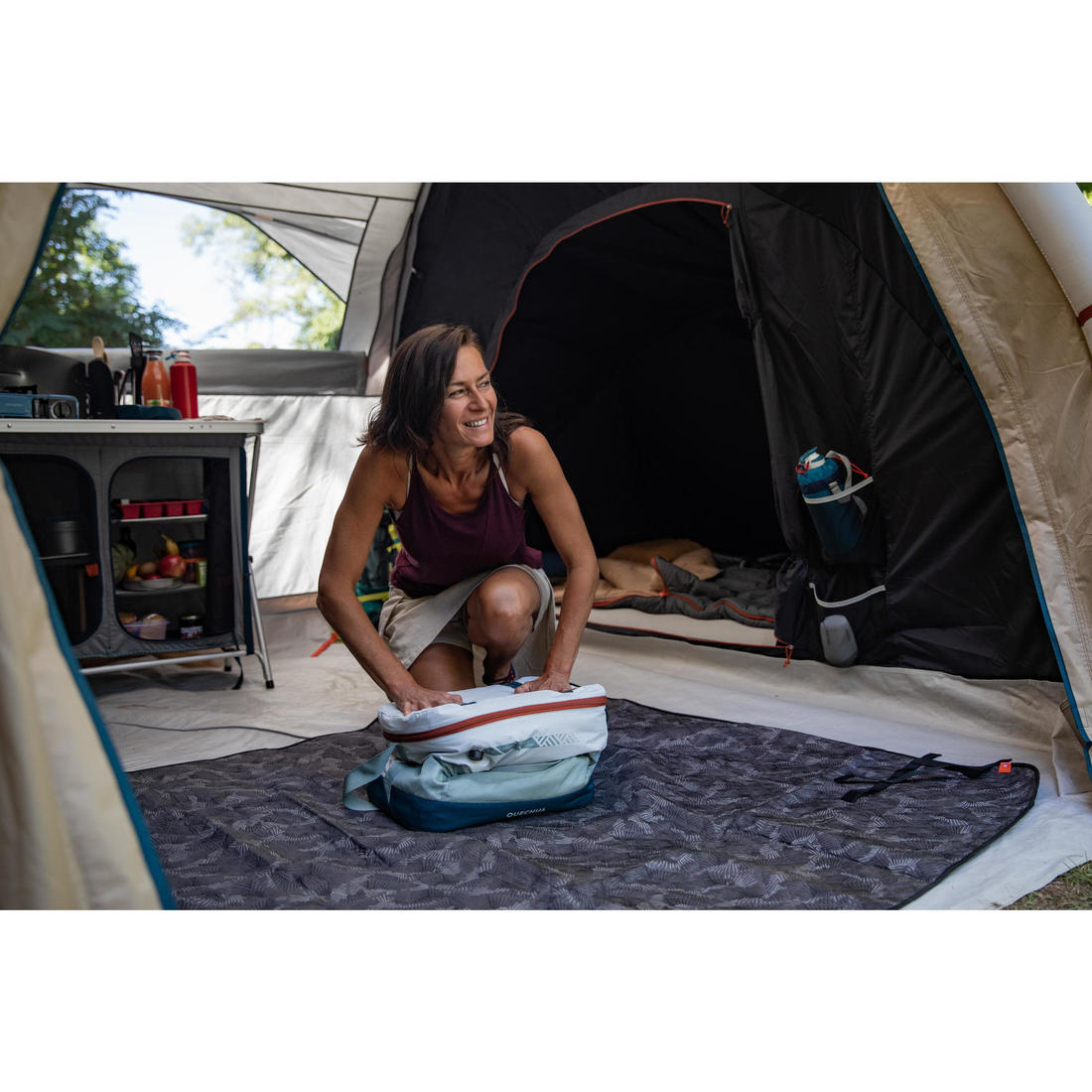 Tente de camping gonflable 4 places 2 chambres, Fresh & Black, Air Seconds 4.2