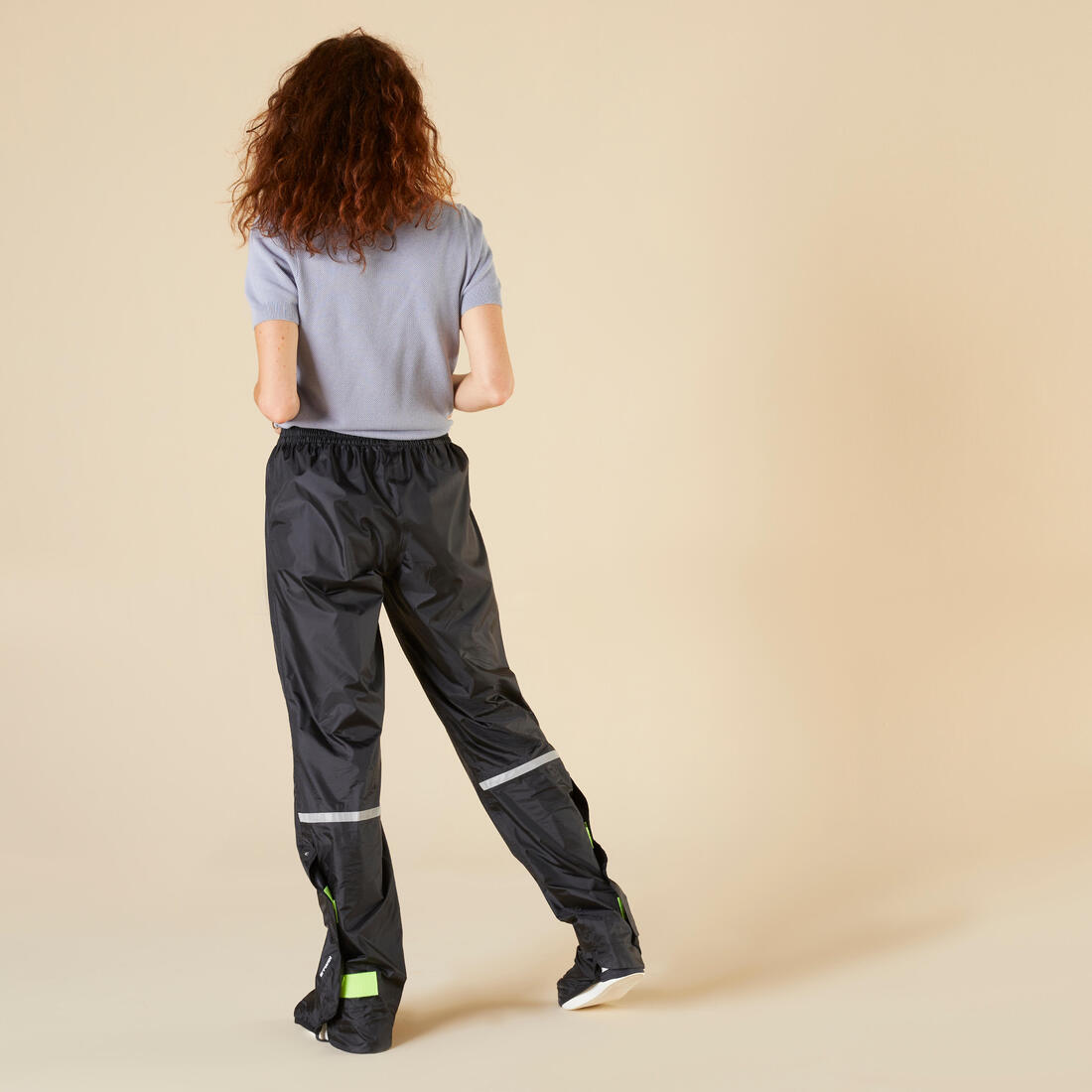 Surpantalon pluie vélo ville  avec couvre-chaussures intégrés 100, noir