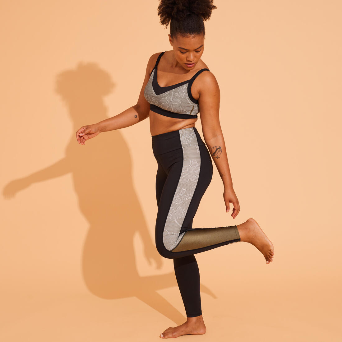 BAS DE MAILLOT DE BAIN LEGGING AQUAGYM-AQUABIKE FEMME NOIR IMPRIME