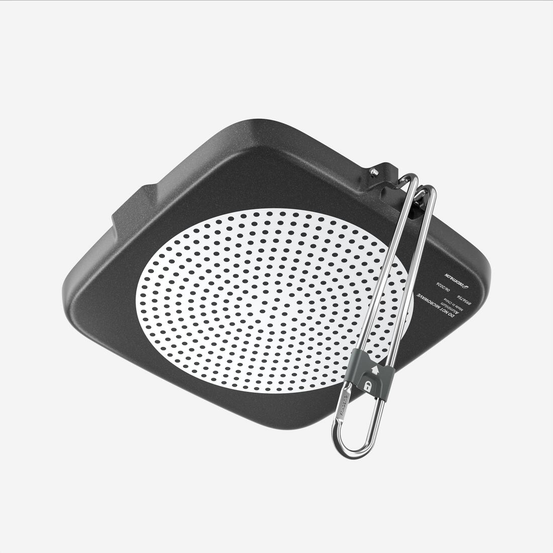 Poêle grill 900 anti-adhésif de camping avec poignée repliable, 25cm x 25cm