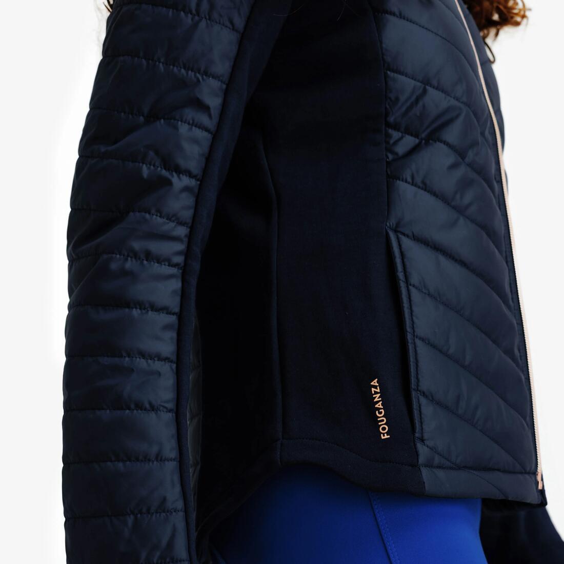 Veste équitation zip rose gold Enfant - 500 marine