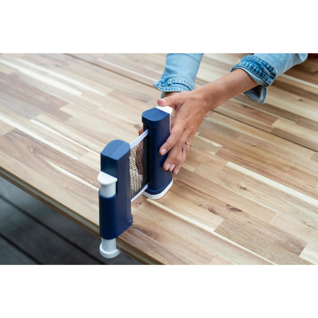 POTEAUX FILET DE PING PONG RÉGLABLE ROLLNET BLEU/BLANC