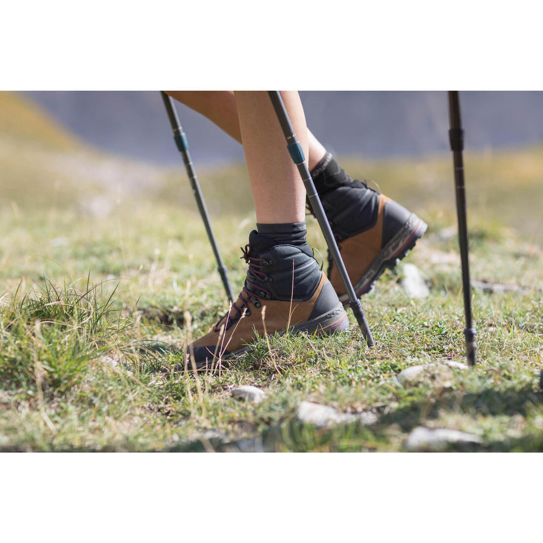 Chaussures trekking cuir imperméables - mt100 hyb - femme haute
