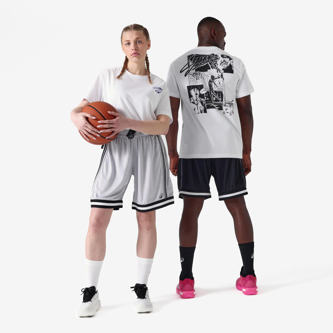 T-shirt de basket SARR homme femme, blanc "cold fire"
