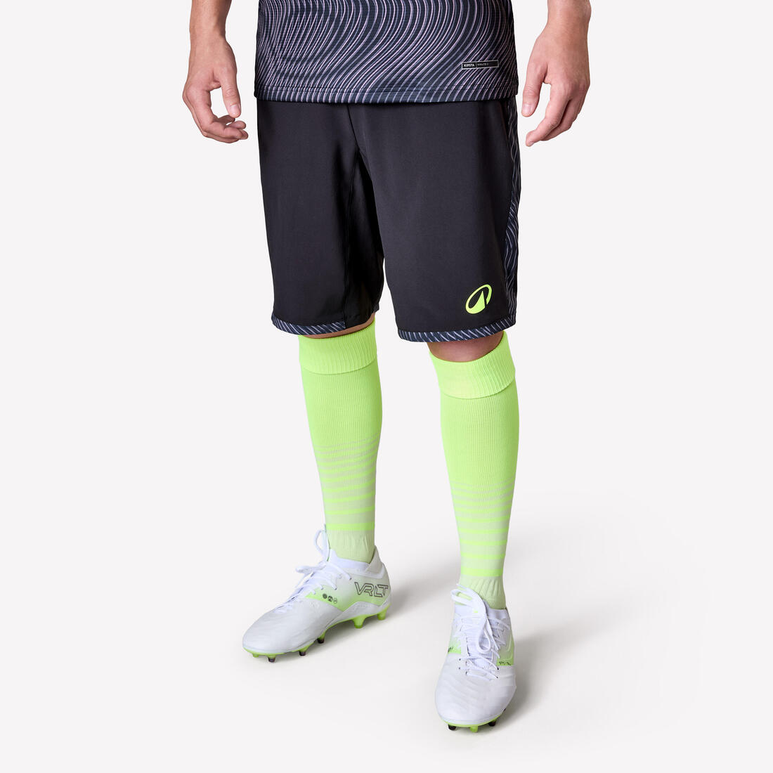 Short de football adulte Viralto II Wavy Noir et jaune fluo