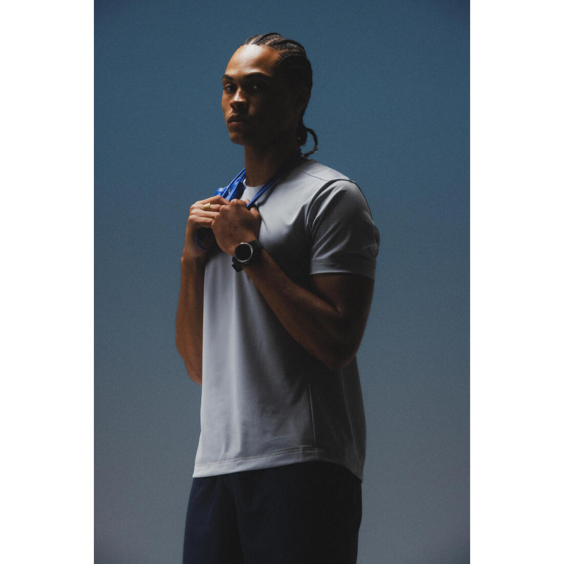 Tee-shirt fitness manches courtes, homme gris