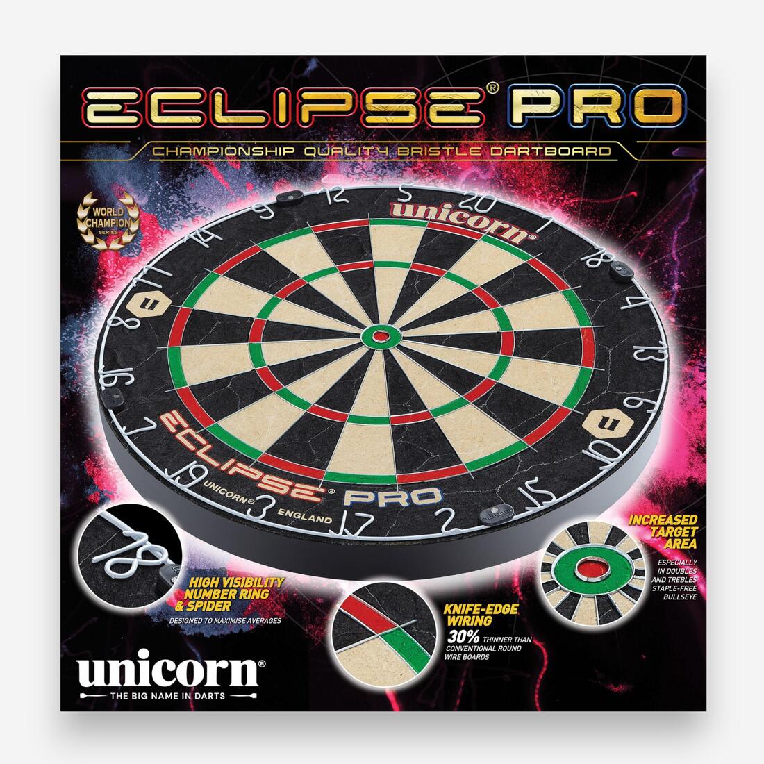 CIBLE DE FLECHETTES POINTES ACIER SISAL ECLIPSE PRO UNICORN