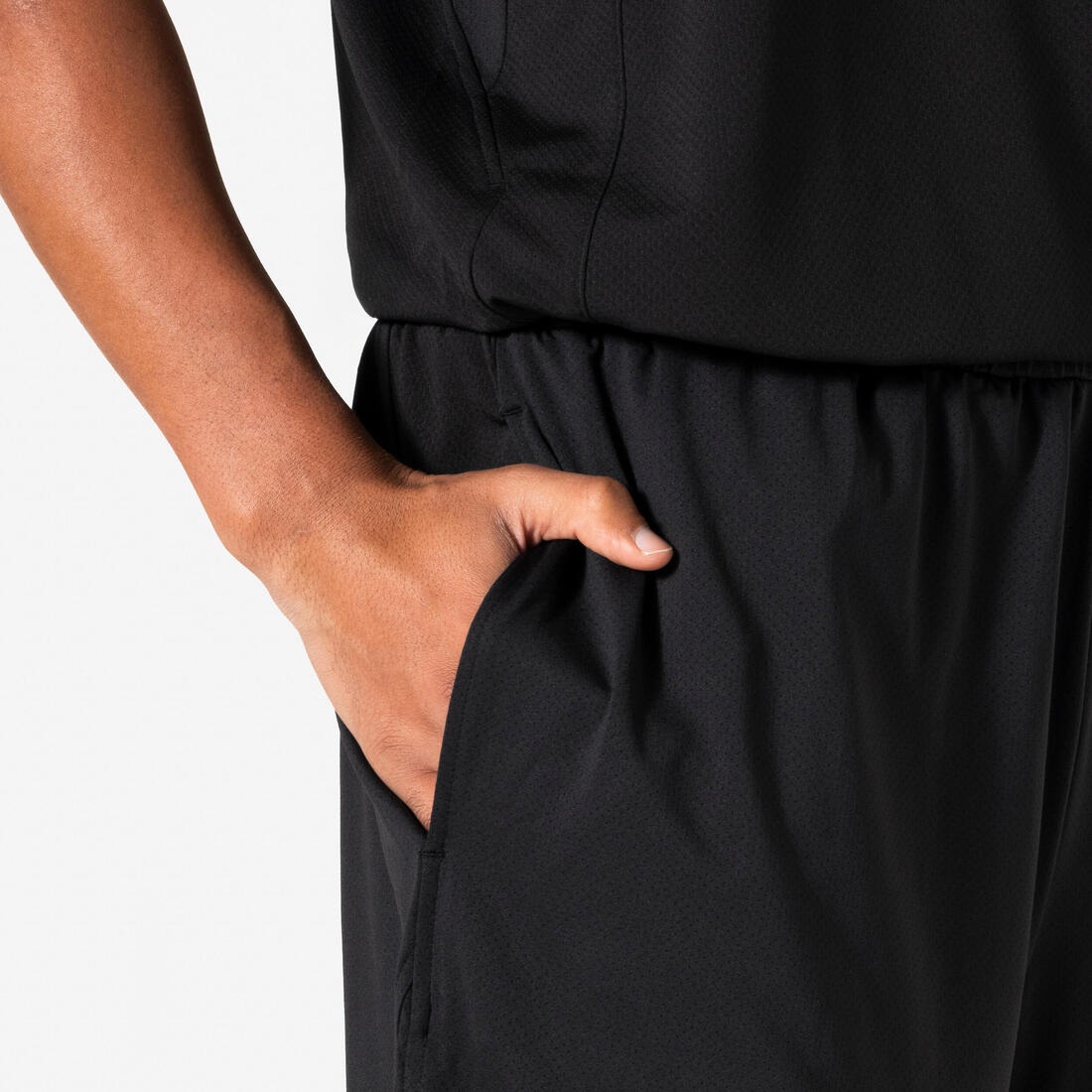 Short de basket avec poches homme femme, 500 noir