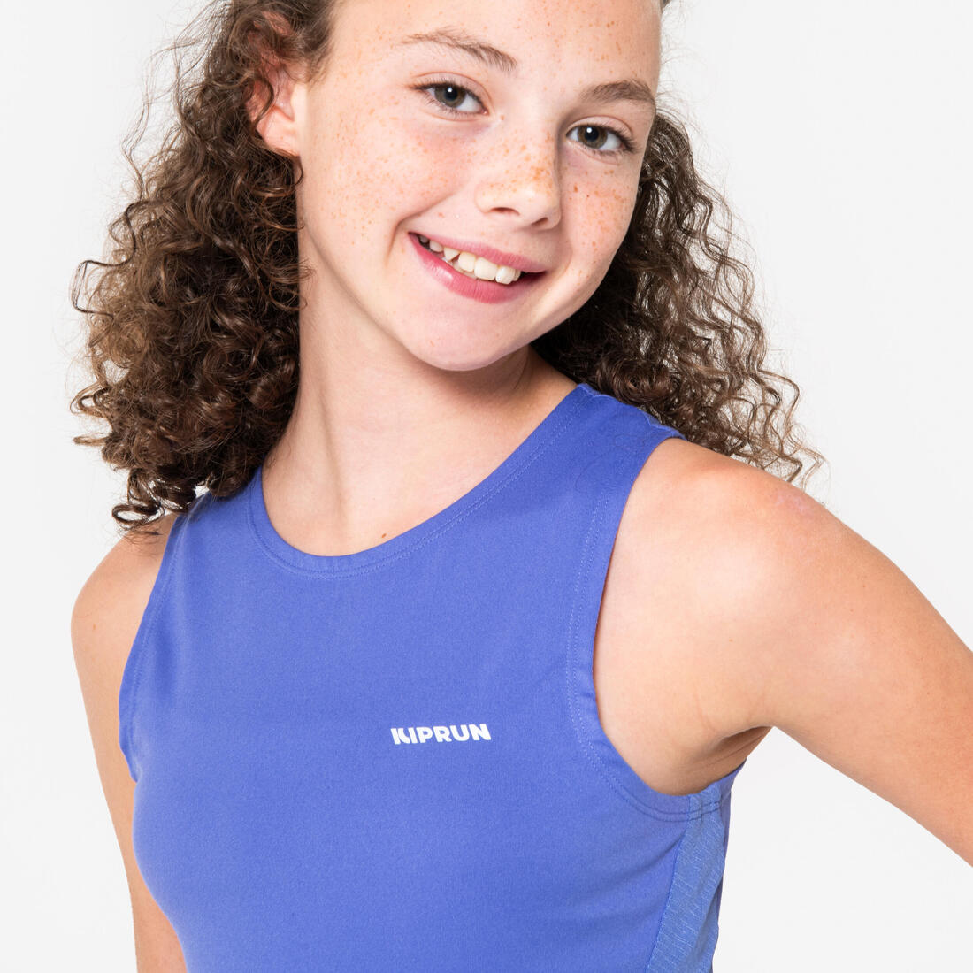 Débardeur Crop Top running respirant Fille , Kiprun Violet