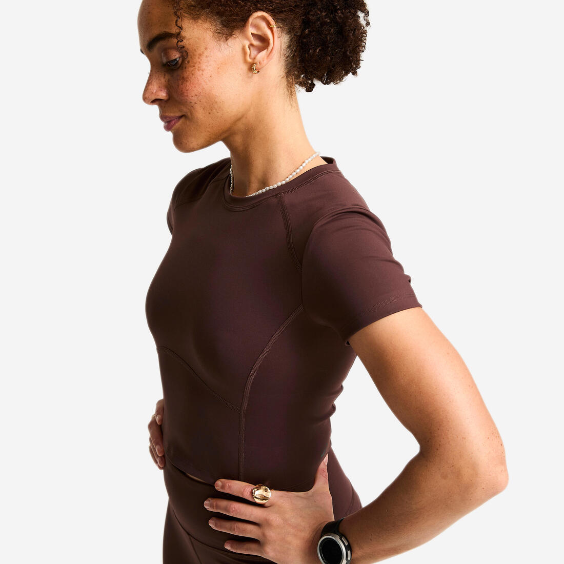 T-shirt de sport manches courtes femme, Shape foncé