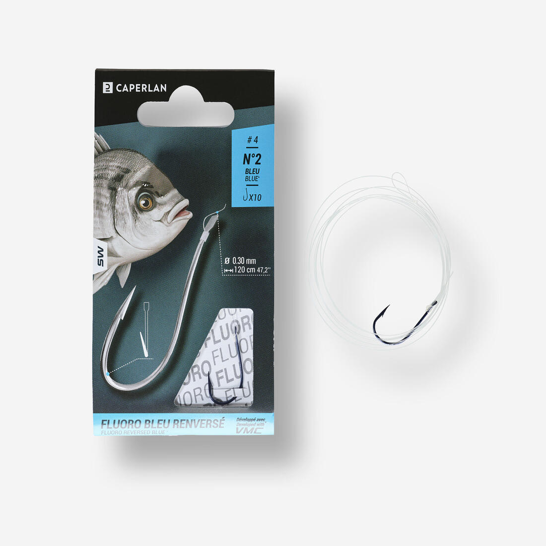 Hameçons montés a palette  SN HOOK fluorosea bluereversed pêche en mer