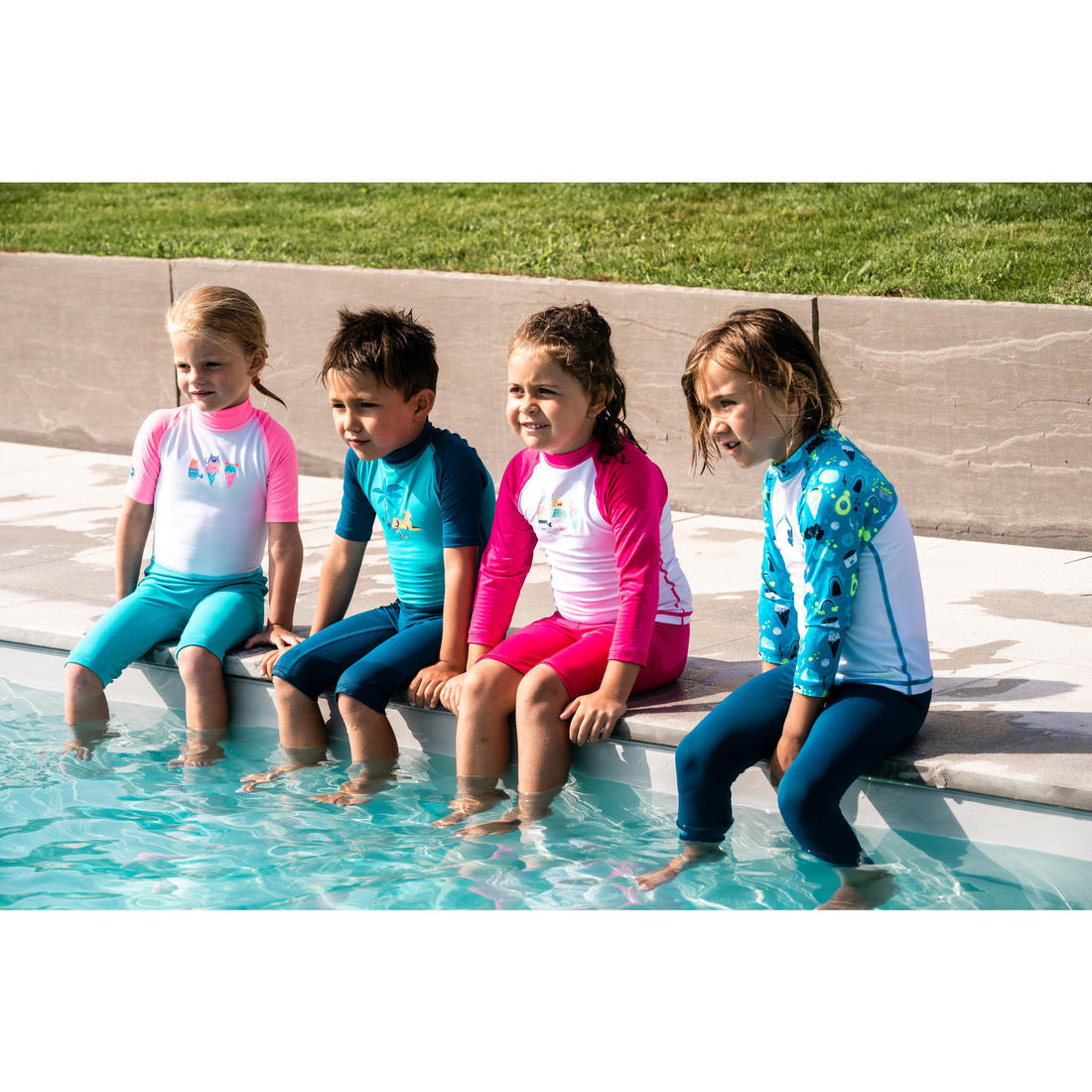 Bas de maillot court anti UV bébé / enfant bleu