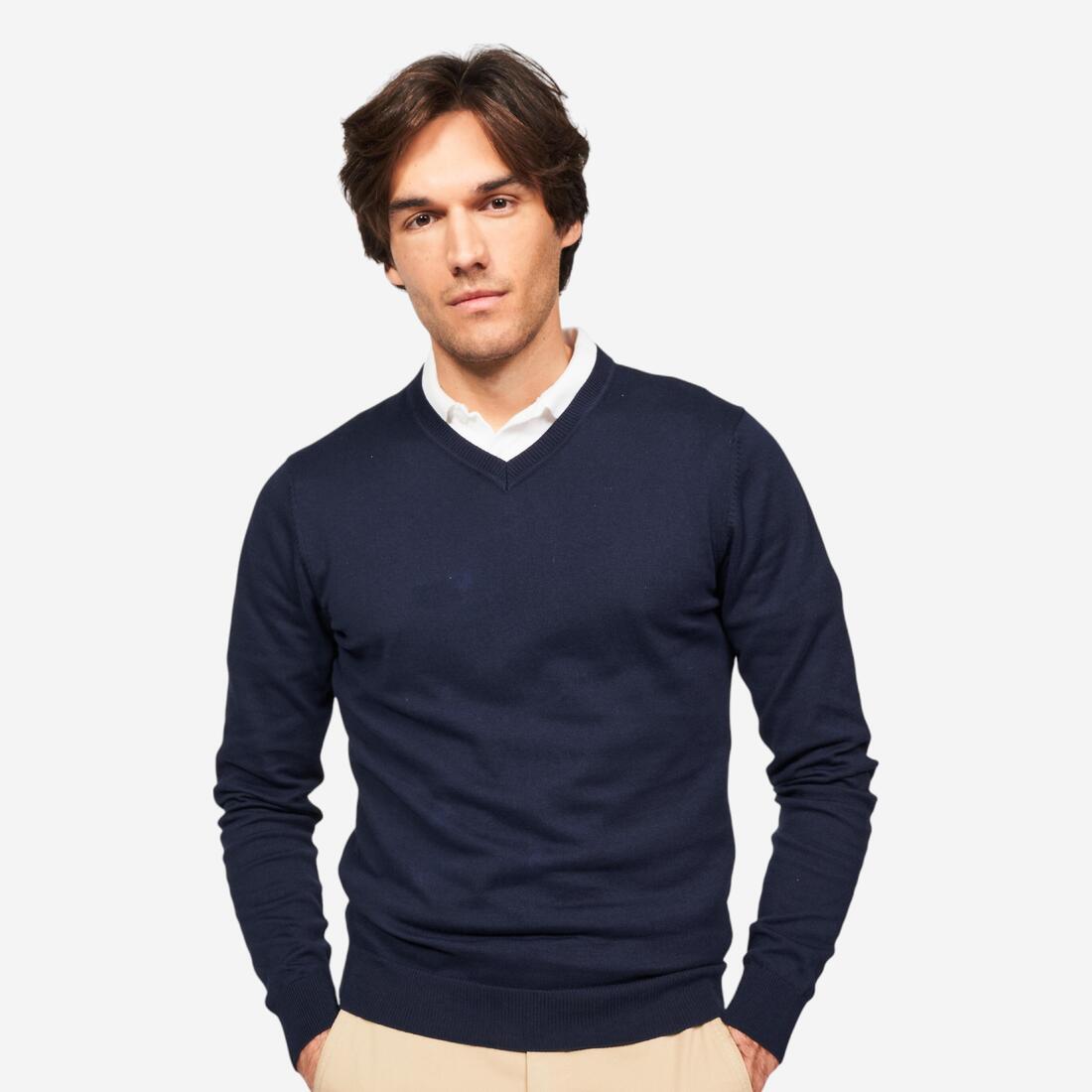 Pull de golf coton col V homme, MW100