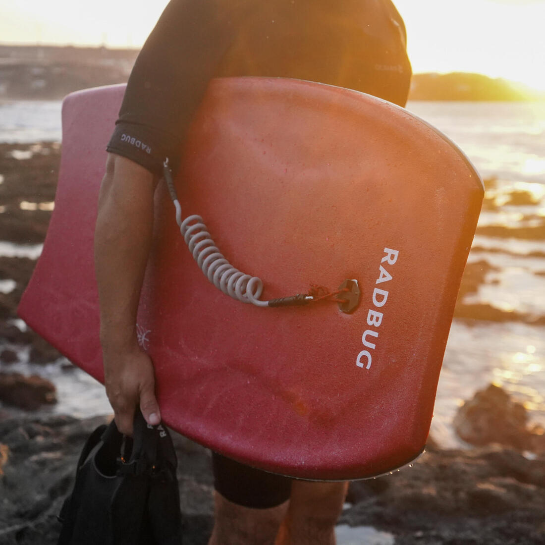 Bodyboard 500 bleu / orange avec leash